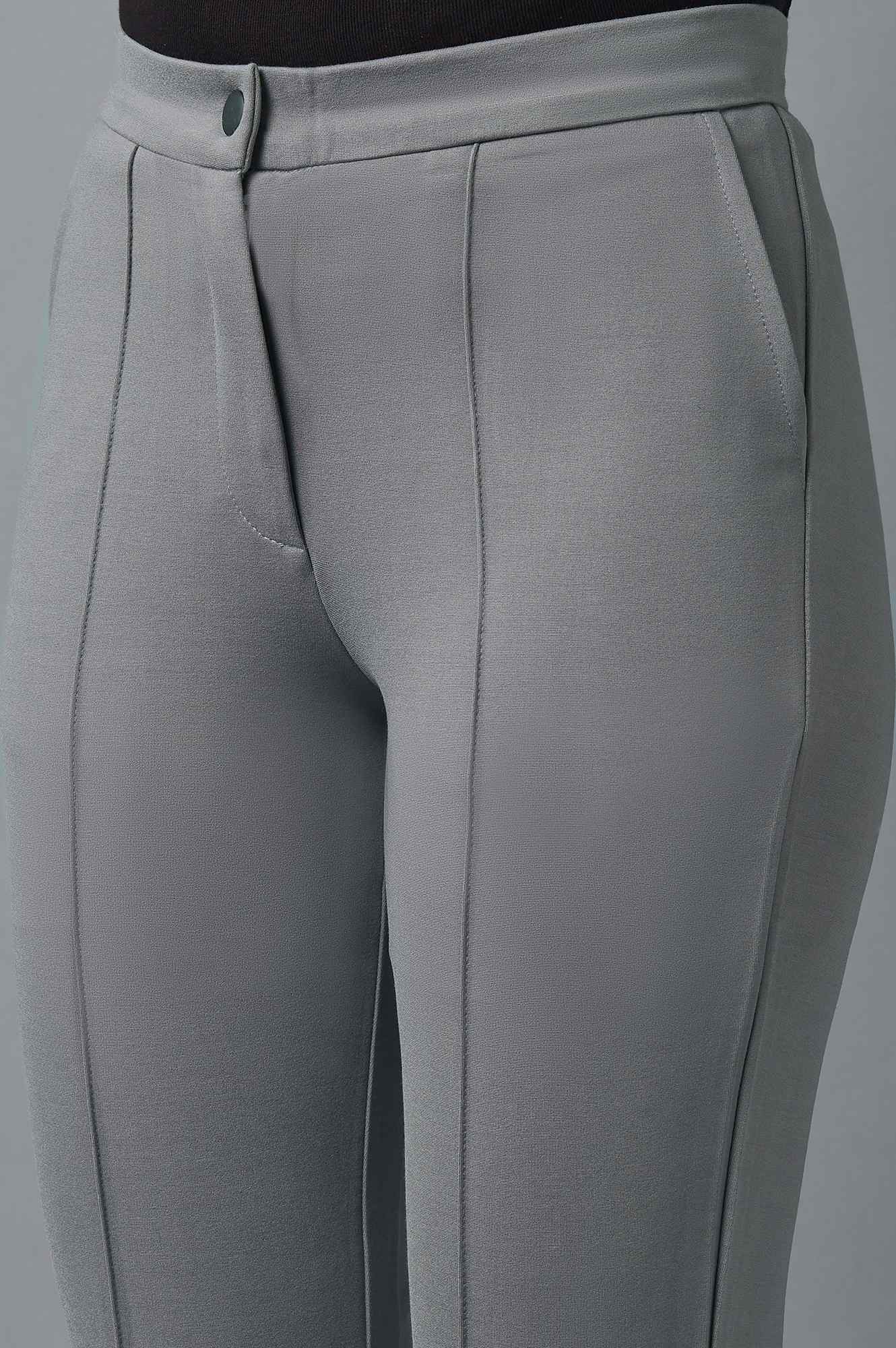 Grey Pintuck Trousers