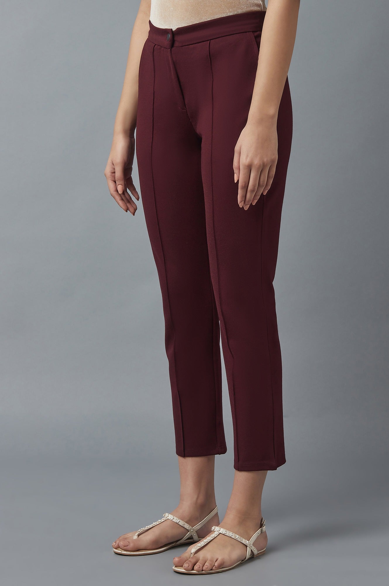 Maroon Pintuck Trousers