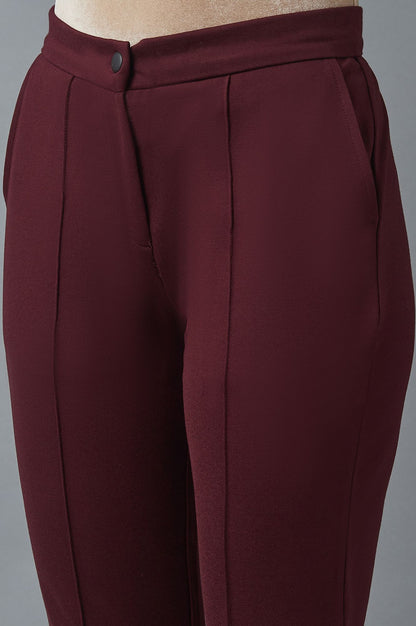 Maroon Pintuck Trousers