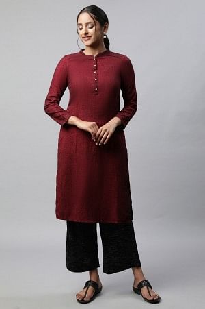 Black Solid Straight Fit Cotton Palazzo With Slip On Closure