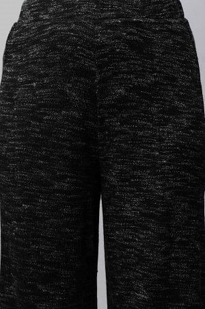 Black Solid Straight Fit Cotton Palazzo With Slip On Closure