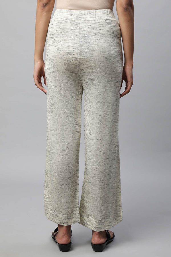 Grey Solid Straight Fit Palazzo With Elasticated Waist