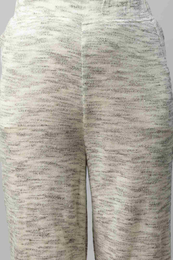 Grey Solid Straight Fit Palazzo With Elasticated Waist