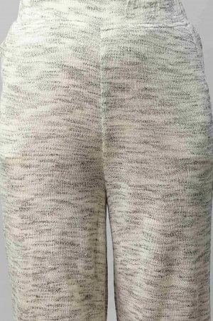 Grey Solid Straight Fit Palazzo With Elasticated Waist