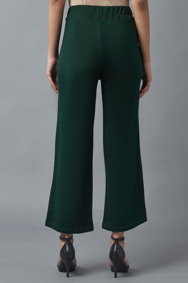 Green Solid Straight Fit Palazzo With Elasticated Waist