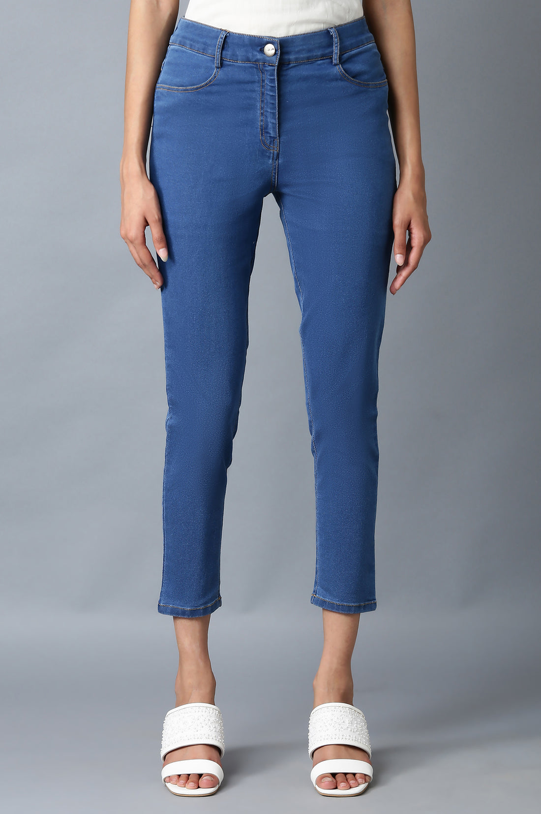 Myntra Aurelia Jeggings Buy Ice Blue Denim Jeans Online For Woman