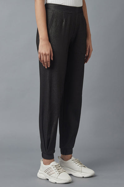 Black Inverted Box Pleat Joggers