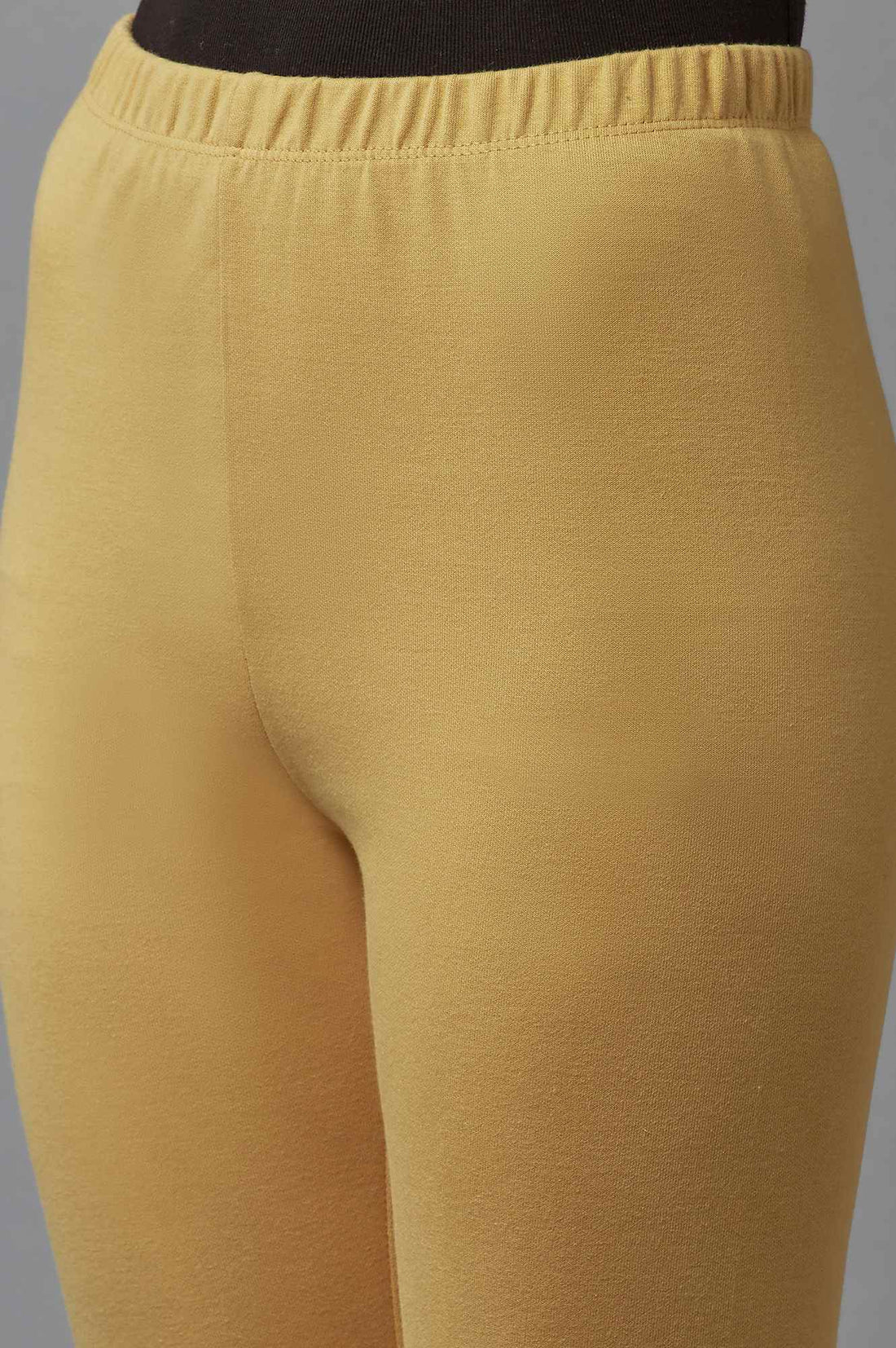 Gold Solid Skinny Fit Tights With Elasticated Waist