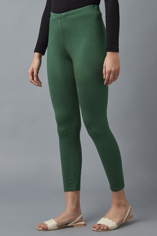 Green Pointelle Skinny Fit Tights With Elasticated Waist