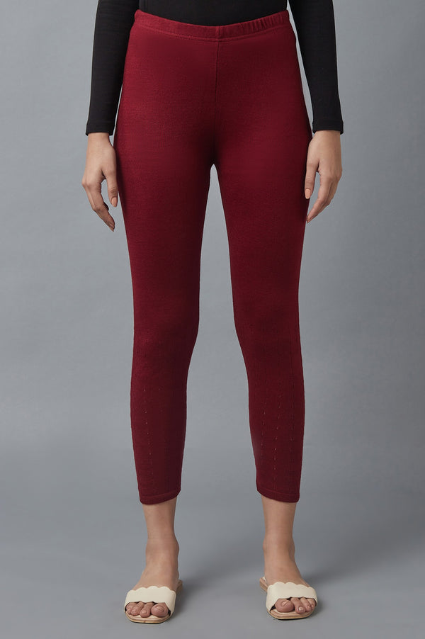 Red Pointelle Skinny Fit Tights With Elasticated Waist
