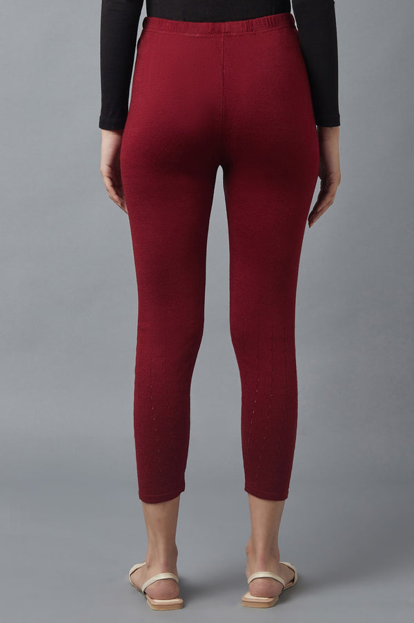 Red Pointelle Skinny Fit Tights With Elasticated Waist