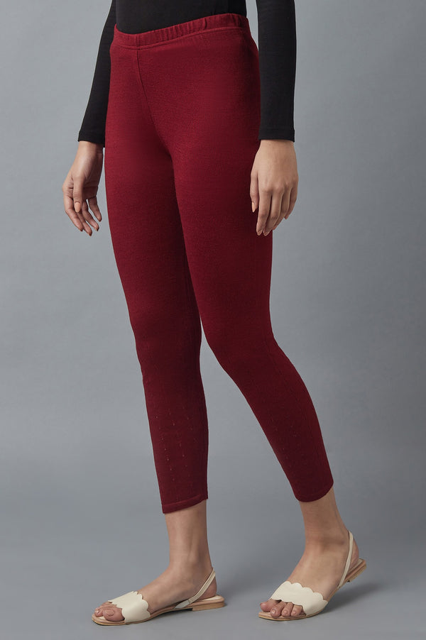 Red Pointelle Skinny Fit Tights With Elasticated Waist