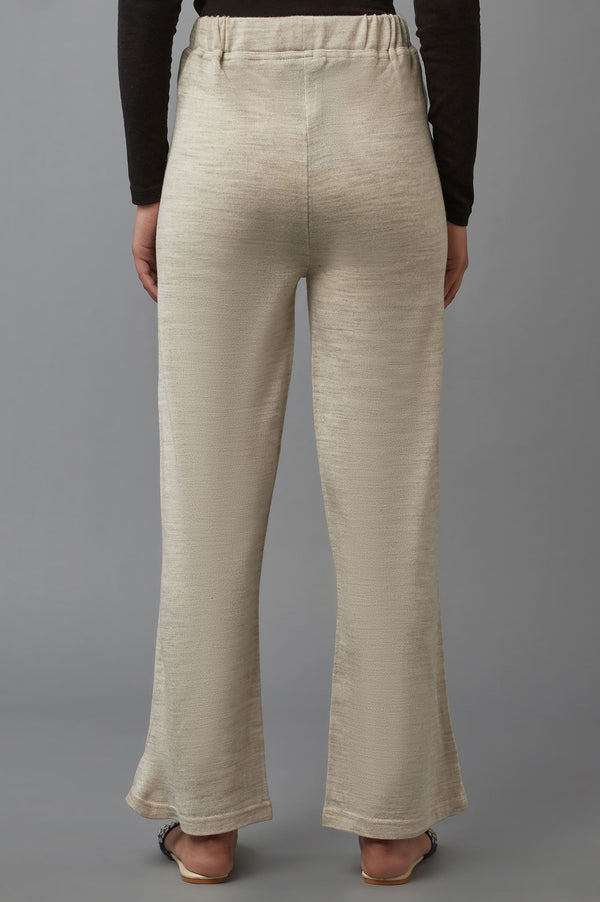 Beige Pointelle Skinny Fit Acrylic Tights With Elasticated Waist