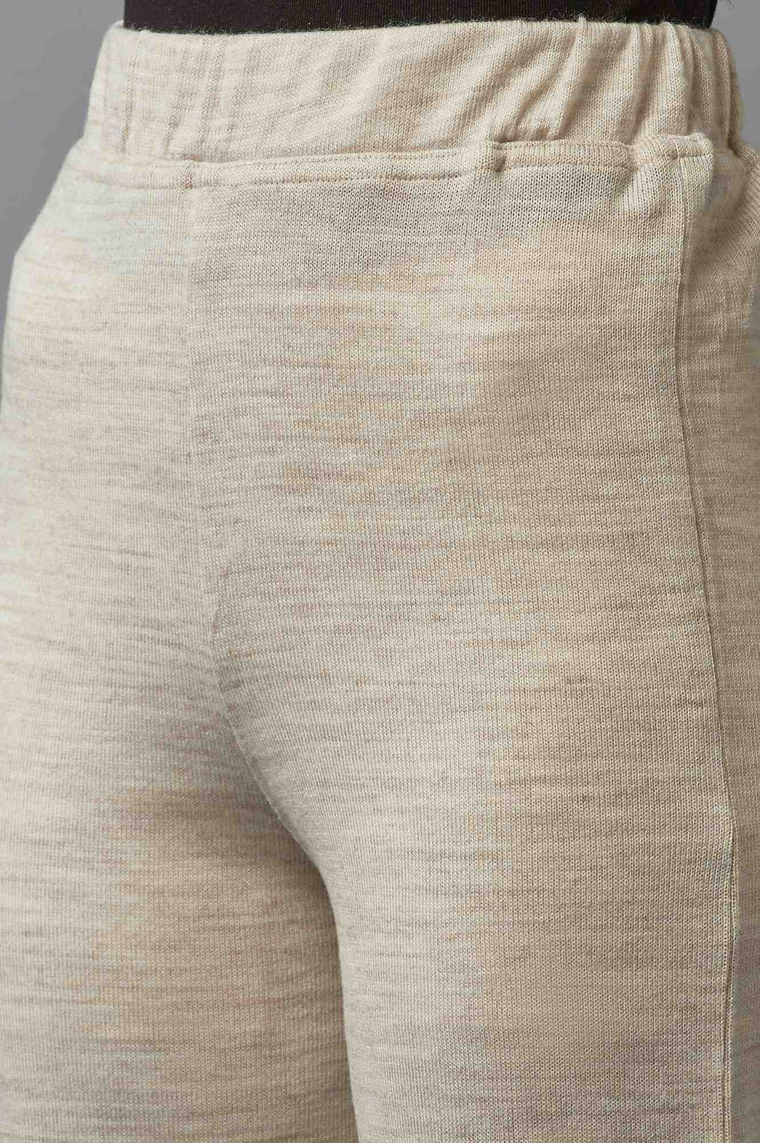 Beige Pointelle Skinny Fit Acrylic Tights With Elasticated Waist