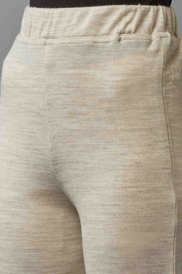 Beige Pointelle Skinny Fit Acrylic Tights With Elasticated Waist