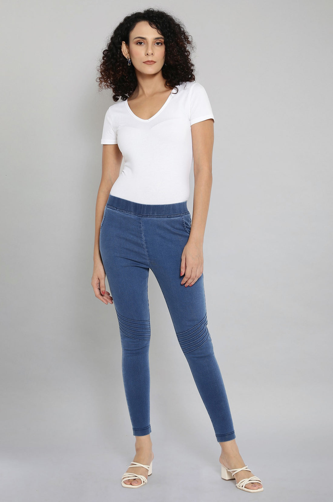 Light Blue Pintucks Jegging
