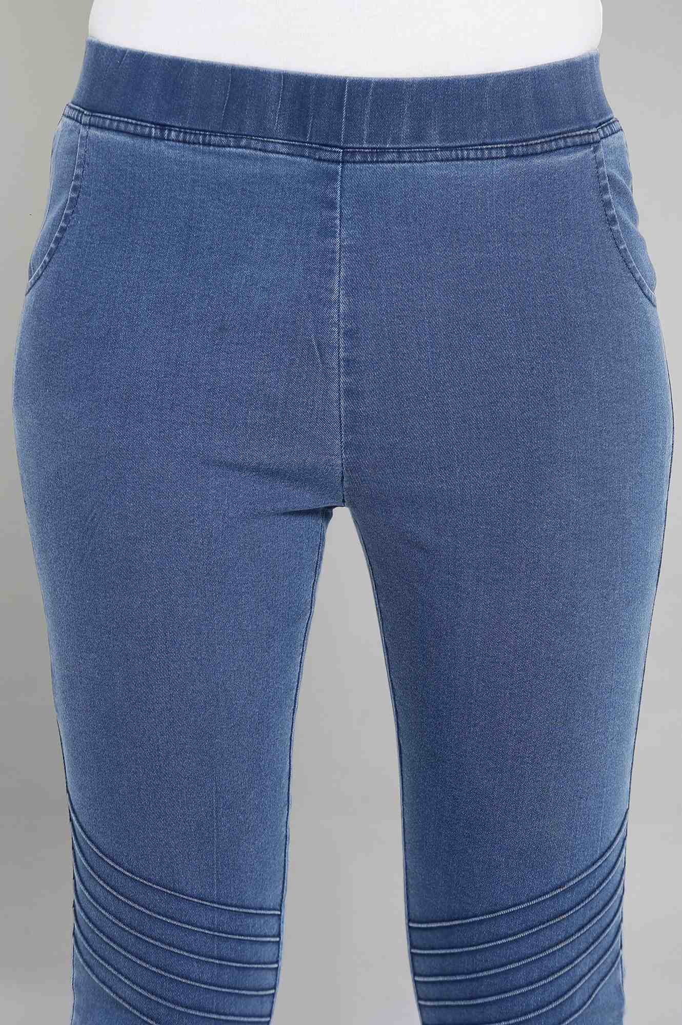 Blue Pintucks Jegging