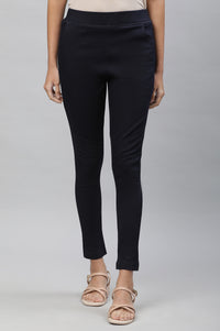 Navy Blue Pintucks Jegging
