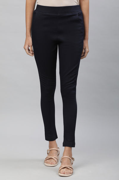 Navy Blue Pintucks Jegging