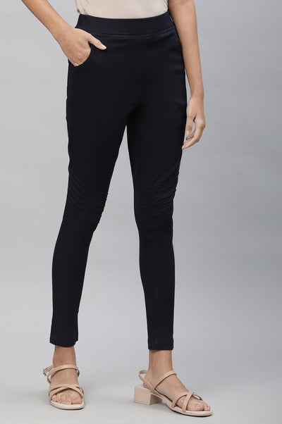 Navy Blue Pintucks Jegging