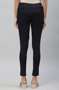 Navy Blue Pintucks Jegging