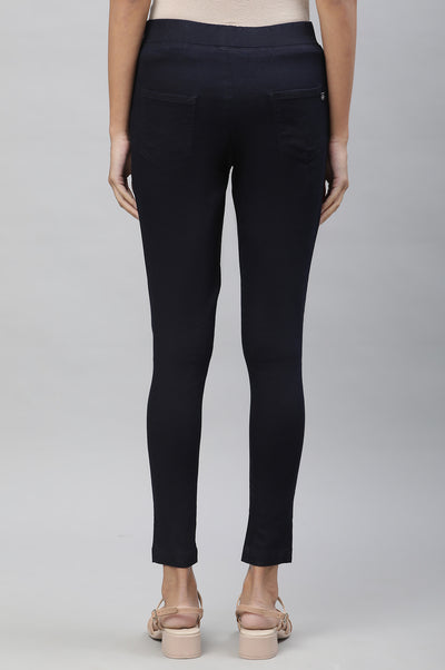 Navy Blue Pintucks Jegging