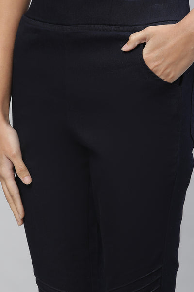 Navy Blue Pintucks Jegging