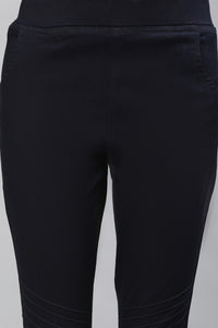 Navy Blue Pintucks Jegging