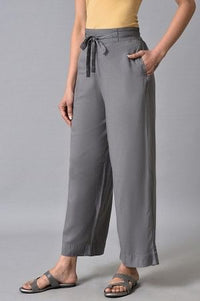 Grey Flared Ankle Length Palazzo