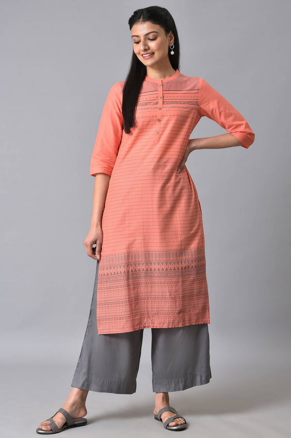 Grey Solid Flared Cotton Palazzo With Elasticated Waist