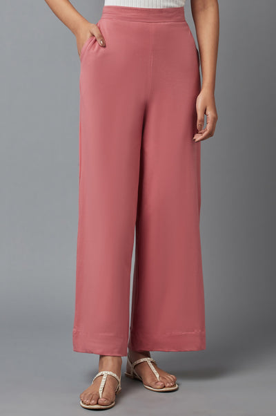 Maroon Cotton Lycra Straight Palazzo