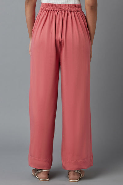 Maroon Cotton Lycra Straight Palazzo