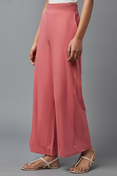 Maroon Cotton Lycra Straight Palazzo