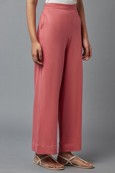 Maroon Cotton Lycra Straight Palazzo