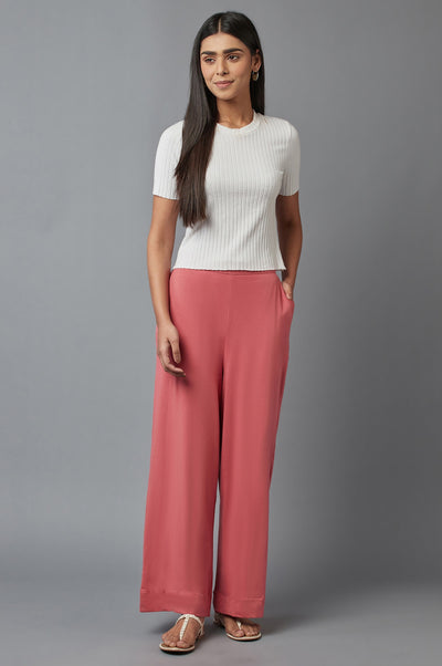Maroon Cotton Lycra Straight Palazzo