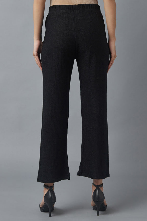Black Solid Boot Cut Palazzo With Elasticated Waist