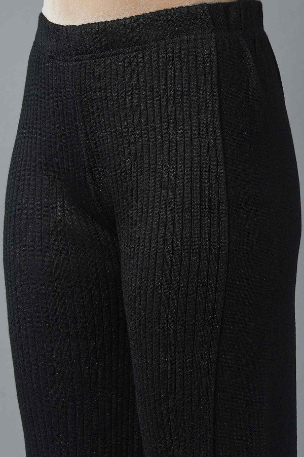 Black Solid Boot Cut Palazzo With Elasticated Waist