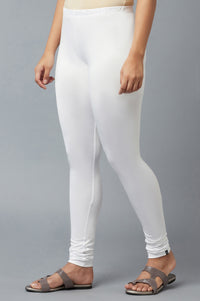 Shimmer White Skin Fit Churidar