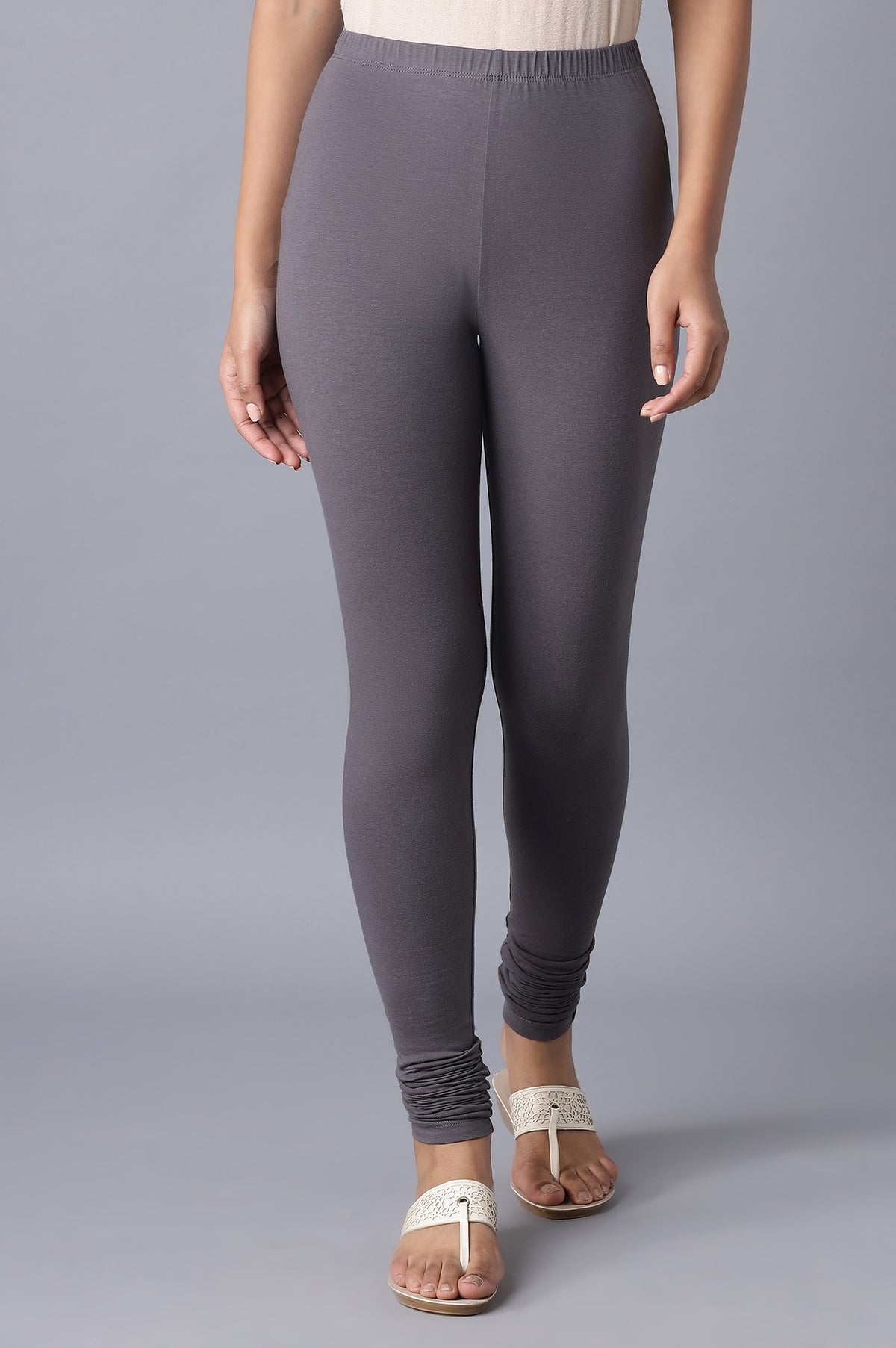Grey Skin Fit Churidar - M