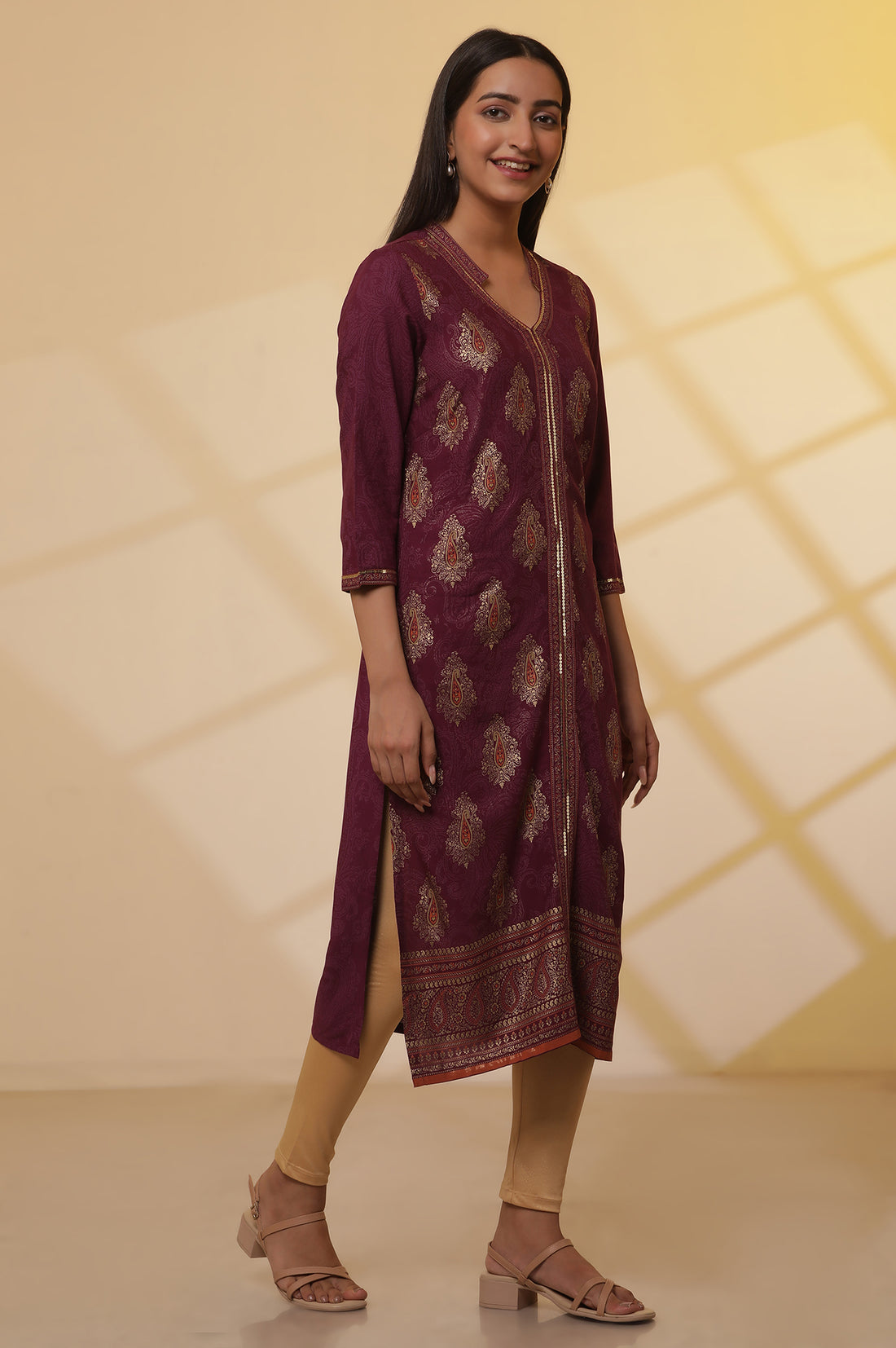 Gold Solid Skinny Fit Tights With Elasticated Waist