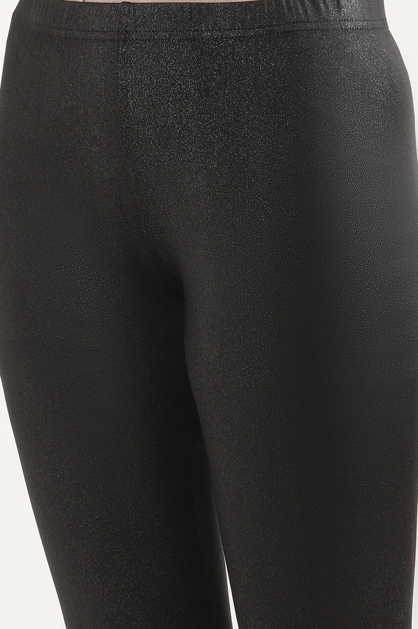 Black Solid Skinny Fit Tights With Elasticated Waist
