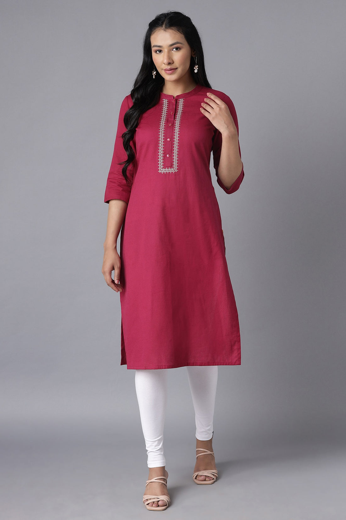 White Solid Skinny Fit Cotton Tights With Elasticated Waist