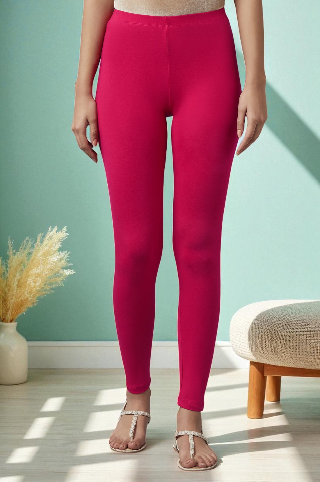 Pink Cotton Lycra Tights