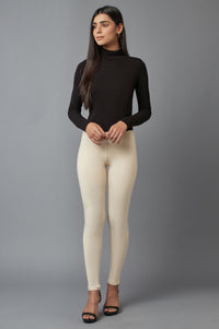 Beige solid tights
