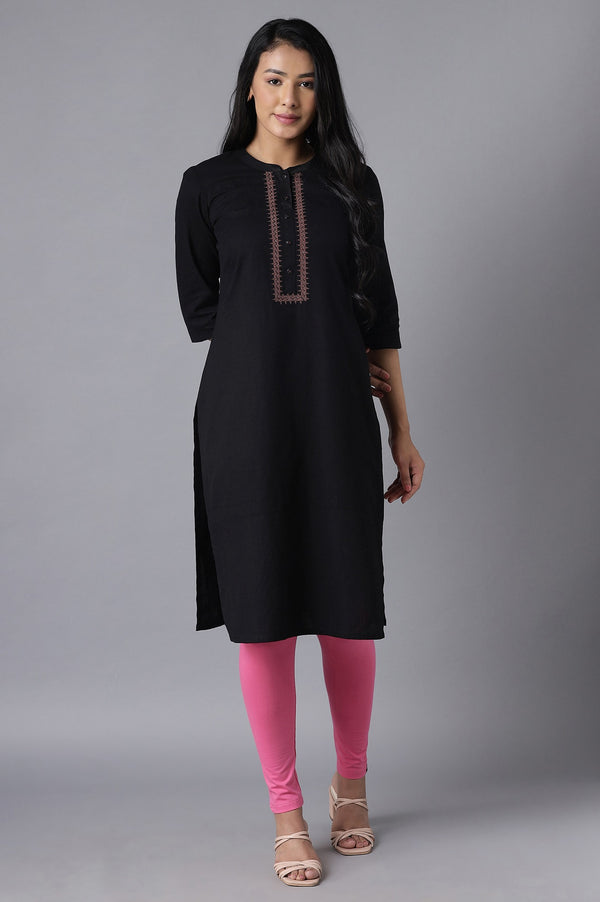 Pink Solid Skinny Fit Cotton Tights With Elasticated Waistband