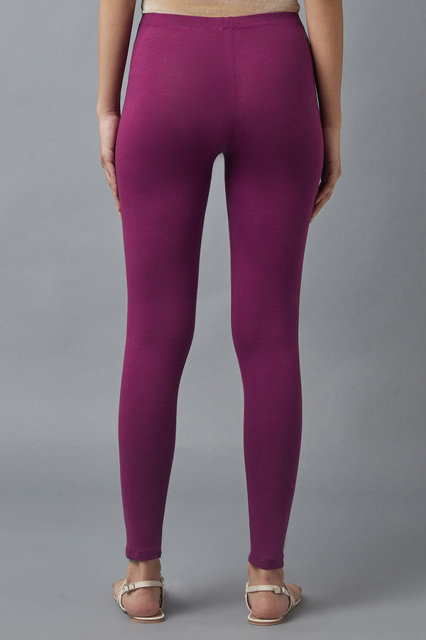 Purple Cotton Lycra Tights