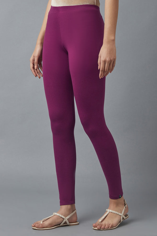 Purple Cotton Lycra Tights