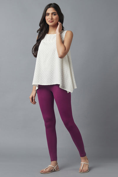 Purple Cotton Lycra Tights