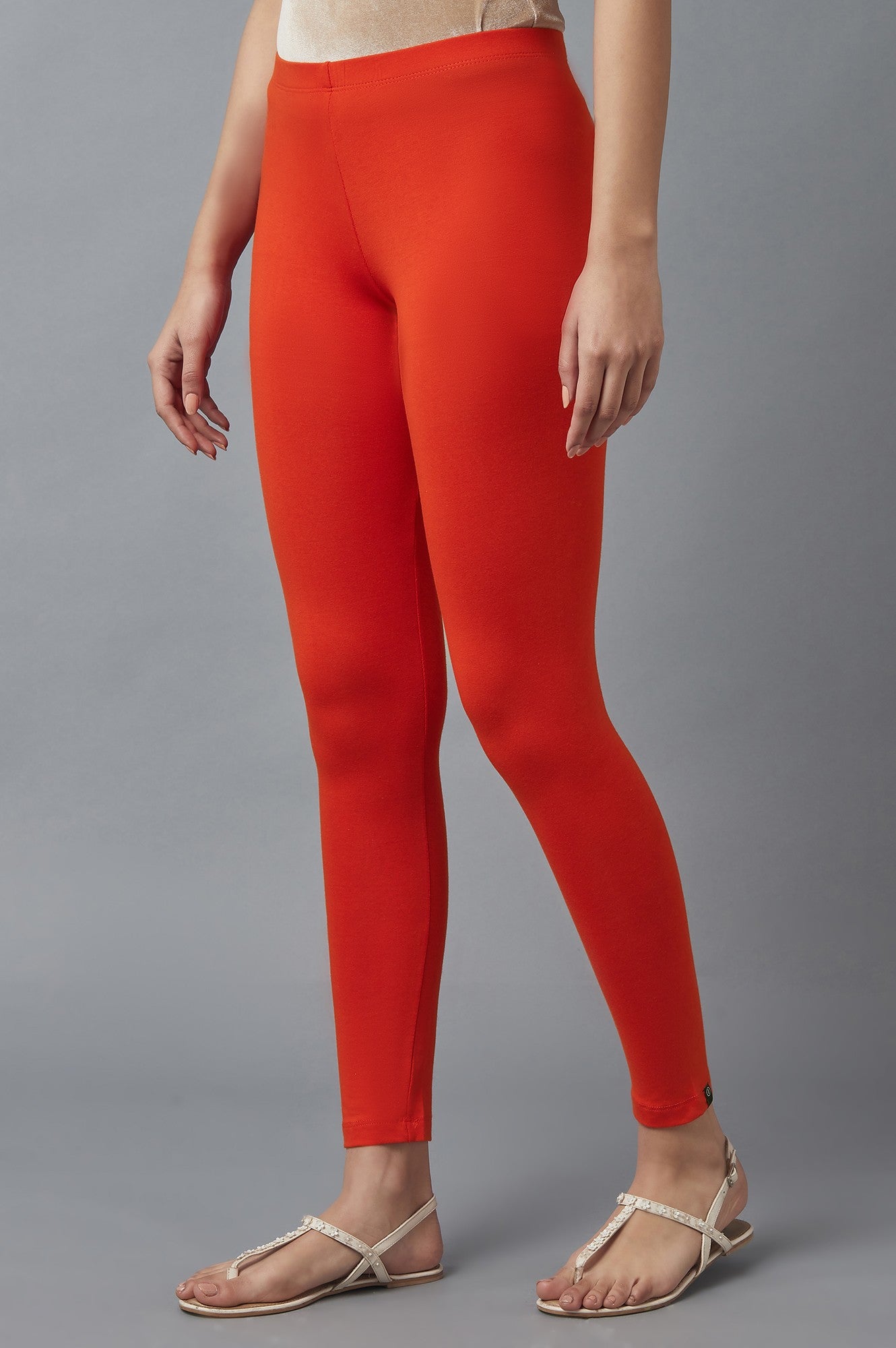 Orange Cotton Lycra Tights