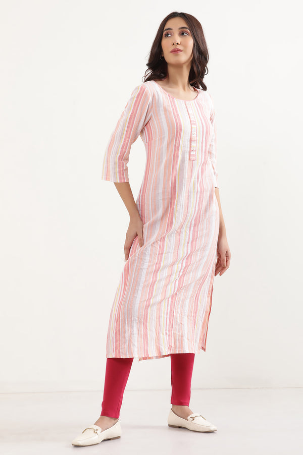 Pink Solid Skinny Fit Cotton Tights With Elasticated Waist